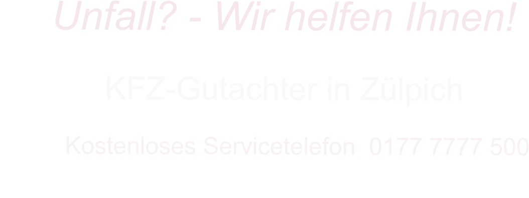 KFZ-Gutachter in Z�lpich      Kostenloses Servicetelefon  0177 7777 500        Unfall? - Wir helfen Ihnen!